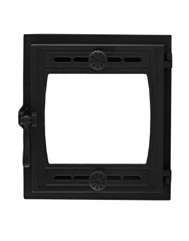 Дверка топочная герметичная крашенная со стеклом Кижи ДТГ-8БС (290х325х35)